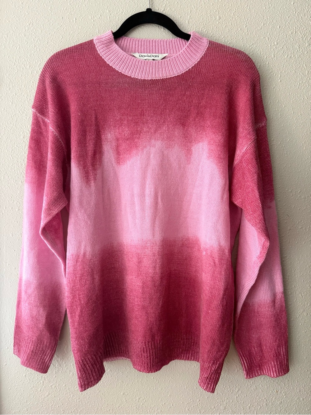 DAVI & DANI Pink Ombre Crewneck Sweater- M